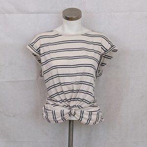 Women's Lucky Brand Twisted Knot Detail Cap Sleeve Striped Top Size M